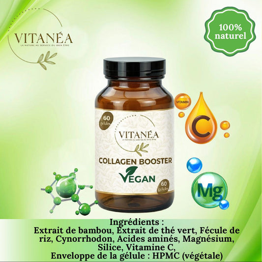 COLLAGENE BOOSTER VEGAN 60 Gélules | Vitamine C & Silicium | Vitanéa