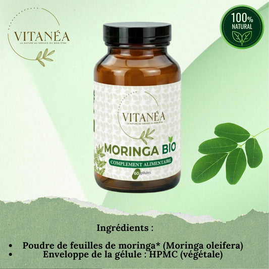MORINGA BIO 60 Gélules | Riche en Calcium & Vitamines | Vitanéa