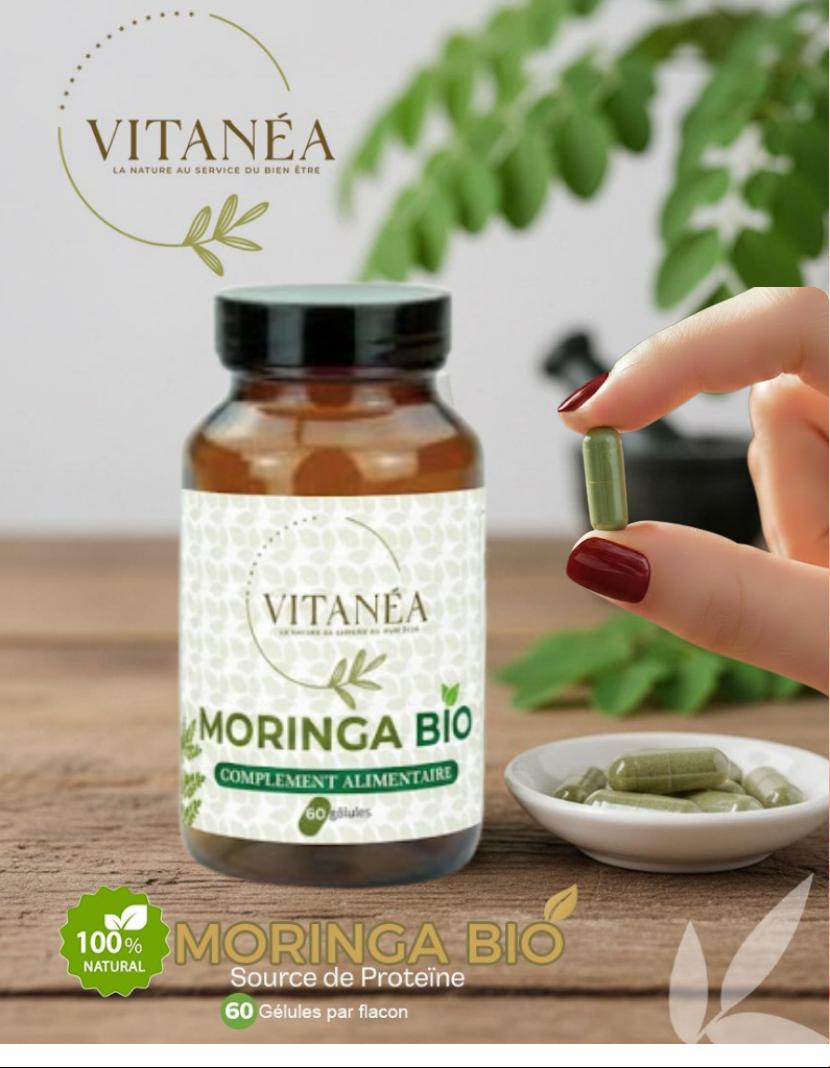 MORINGA BIO 60 Gélules | Riche en Calcium & Vitamines | Vitanéa